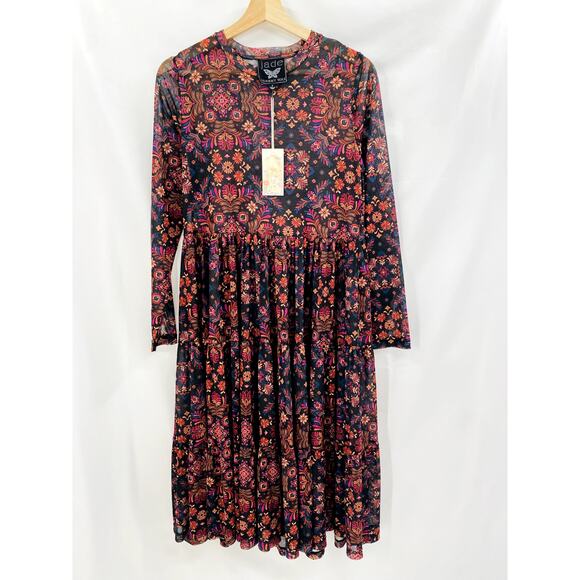 Johnny Was Jade Brandi Long Sleeve Mesh Tiered Dress - Picture 1 of 4
